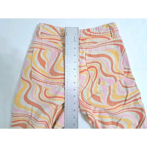 Shein Pants 70s Hippie GROOVY Orange Size XS High Waist Wide Leg Psychedelic - Picture 11 of 12